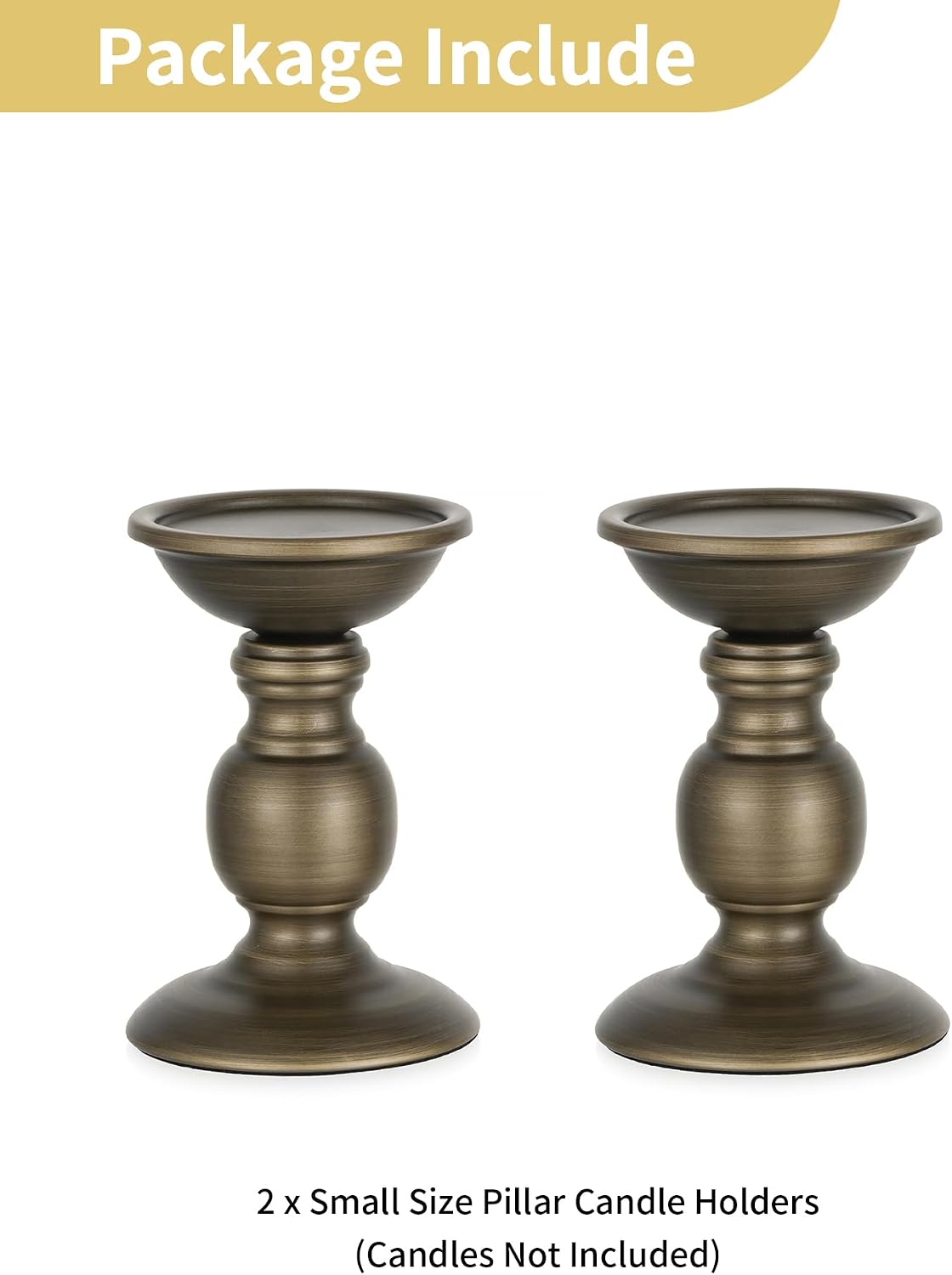 NUPTIO Bronze Candle Holder for Pillars: Candle Stand for 3 inches Candles | (2 x S) Iron Candle Centerpieces for