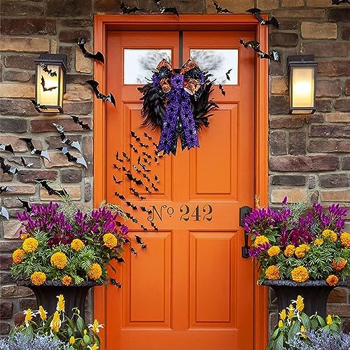 TONIFUL Halloween Burlap Bow - Purple Spider, 20 Inch x 12 Inch, Perfect for Wreaths, Front Doors, Trees, Parties, Weddings, Festivals, Indoor/Outdoor Use