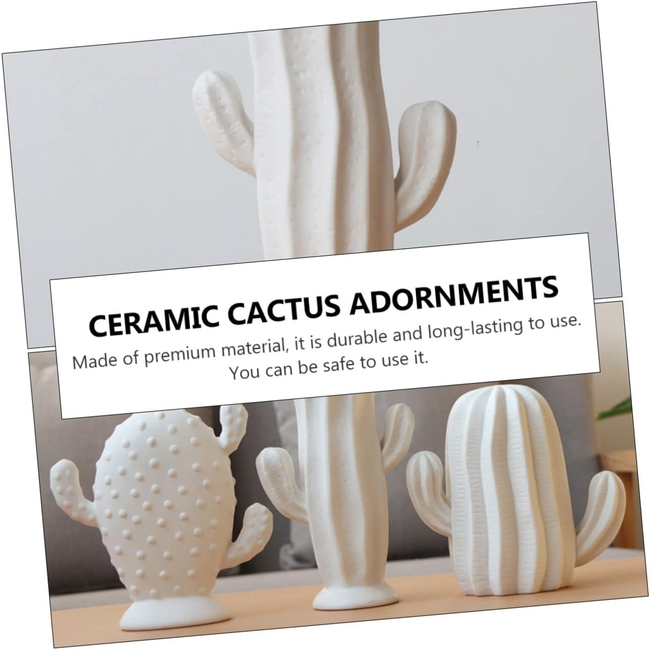 Ceramic Cactus Figurine Minimalist Cactus Statue Porcelian Collectible Art Sculpture Jewelry Holder