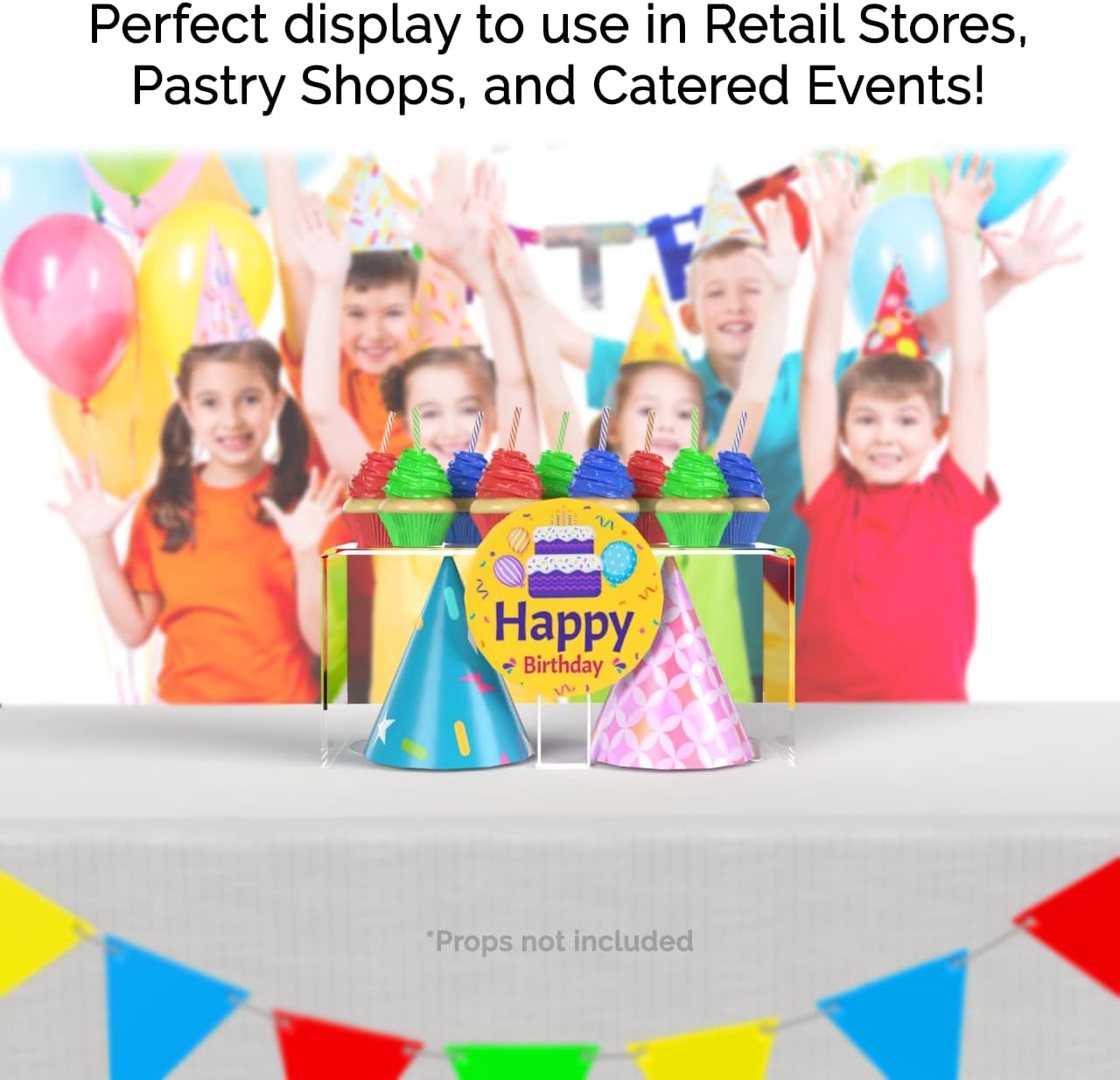 Marketing Holders 8 Pack Clear Acrylic Riser 13 Inch Wide by 4.5 Inch Deep Fixture Retail Jewelry Stores One Piece