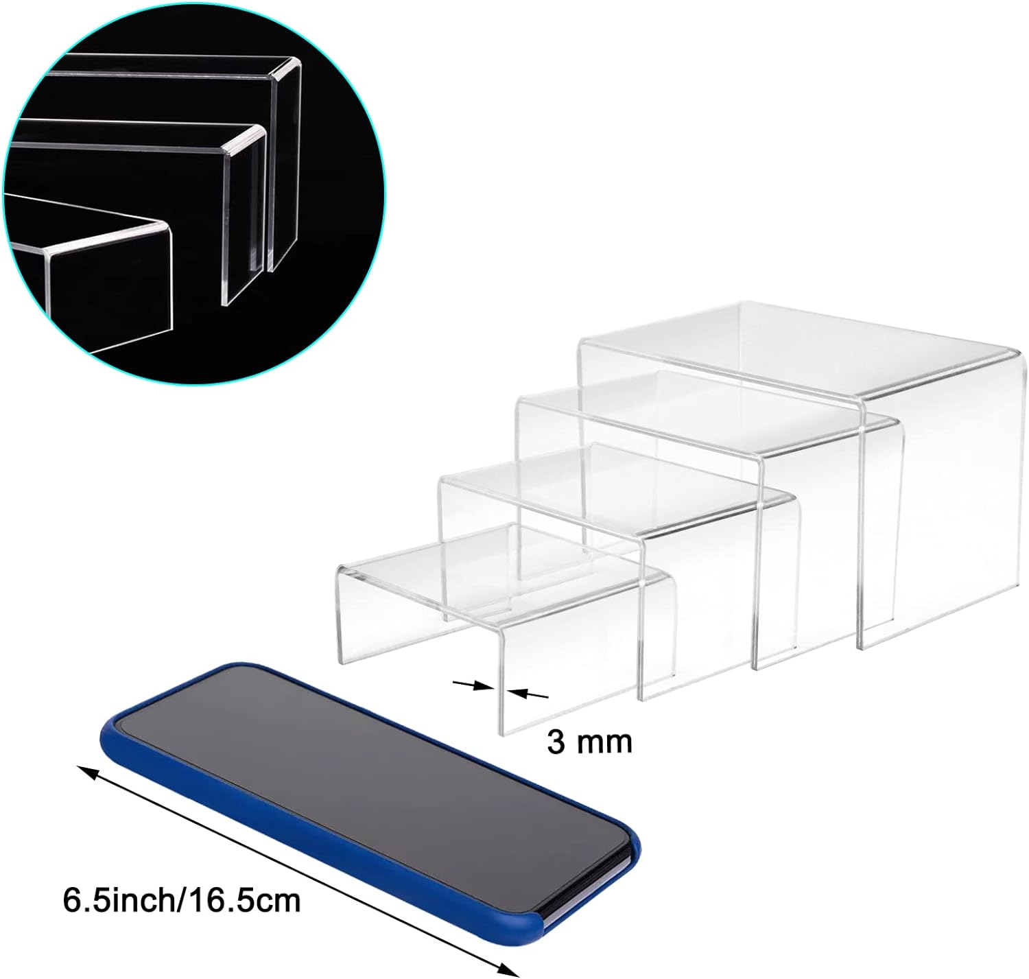 Acrylic Display Risers Product Stand / Clear / Set of 8