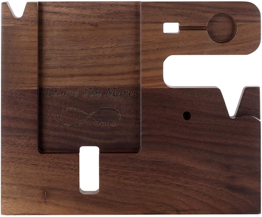 awofer Gifts for Men - Ebony Wood Phone Docking Station - Nightstand with Key Holder, Wallet Stand and Watch Organizer
