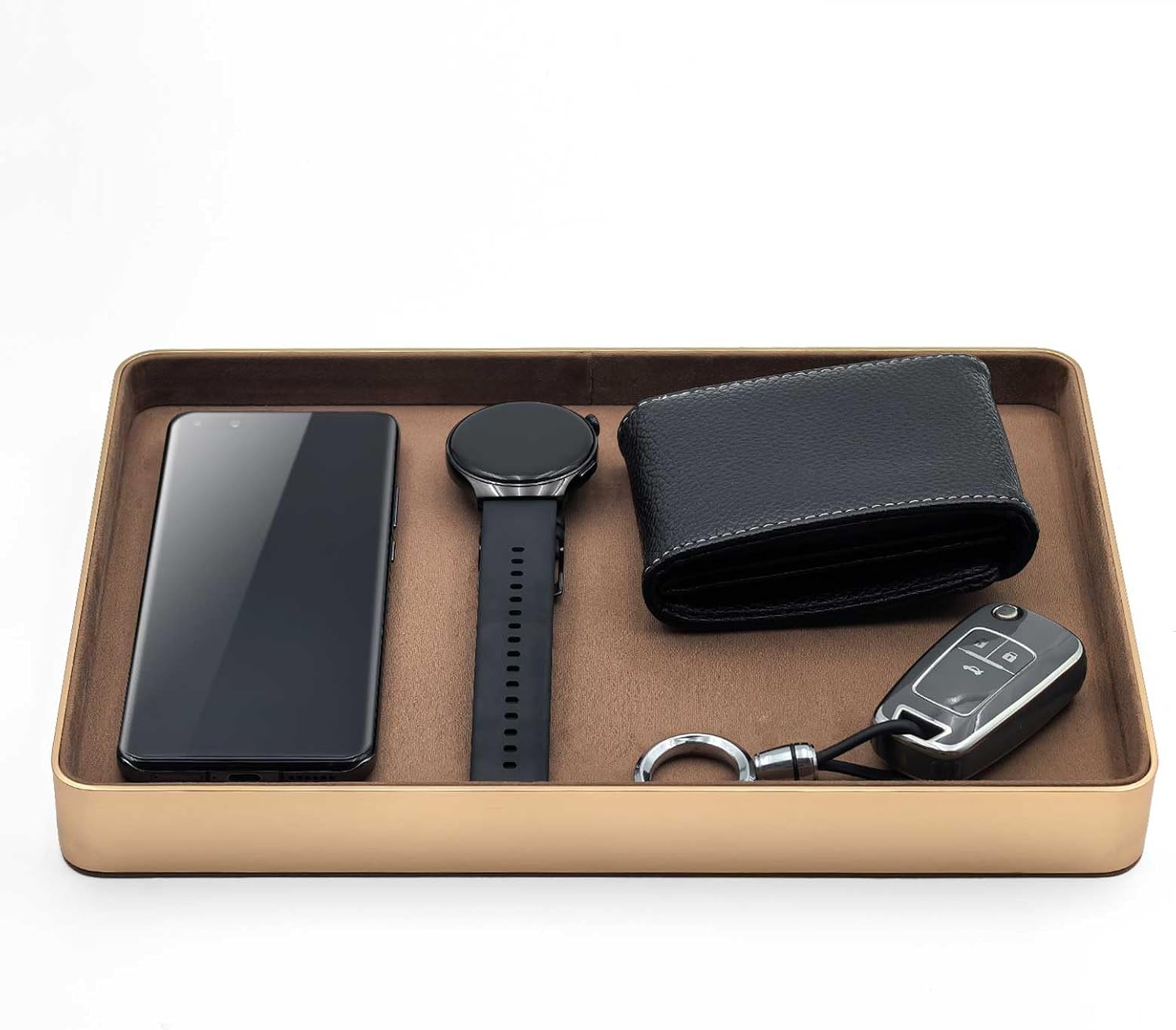 Metal Jewelry Tray, Valet Tray, Bedside Table and Desktop Organizer. It is Stackable and can be Used to Display
