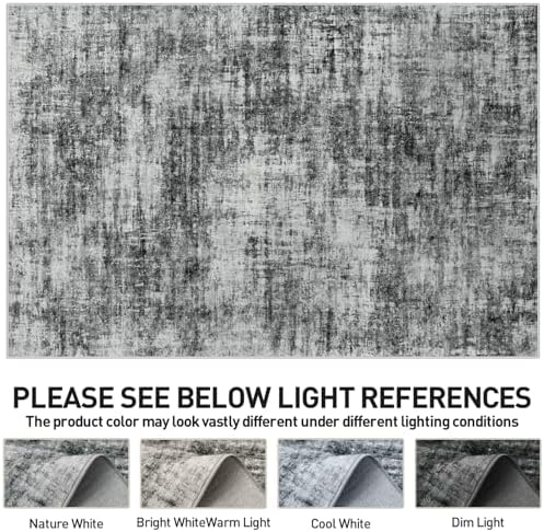 6x9 Area Rugs for Living Room: Washable Abstract Black Badroom Carpet