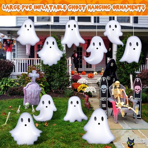 12 Pcs 13.78'' Inflatable Hanging Ghost Outdoor Decorations