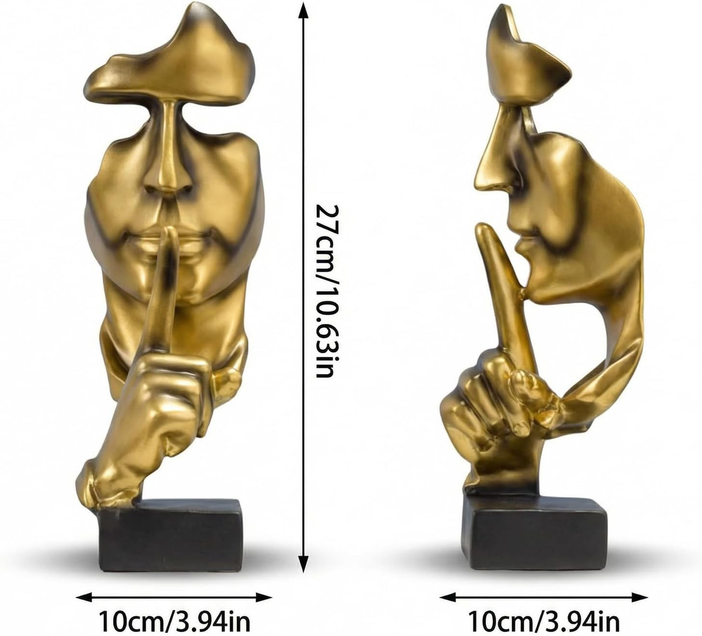 Abstract Face Statue / Golden Silence Figurine