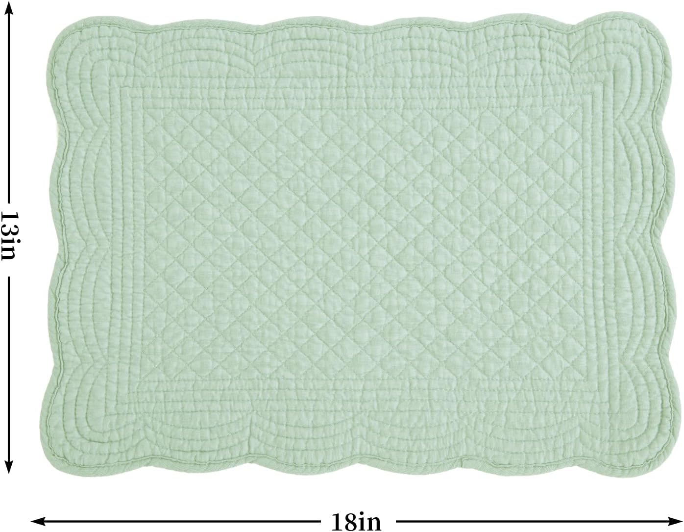 HOMBYS Quilted Placemats Set of 6 Washable-13x18 inches Rectangular Placemats for Kitchen Table-100% Cotton Fabric