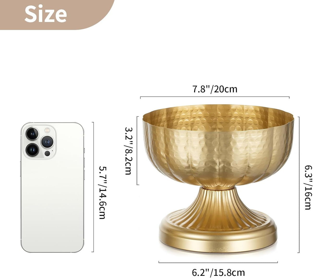 NUPTIO Gold Compote Vases for Centerpieces, Hammered, 6.3", 10 Pcs | Metal Pedestal Bowl, for Small Flowers