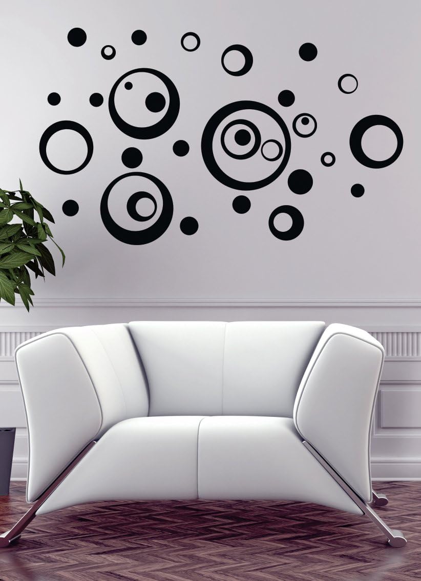 Wall Vinyl Sticker Decal Circles / Black / 11 Inch