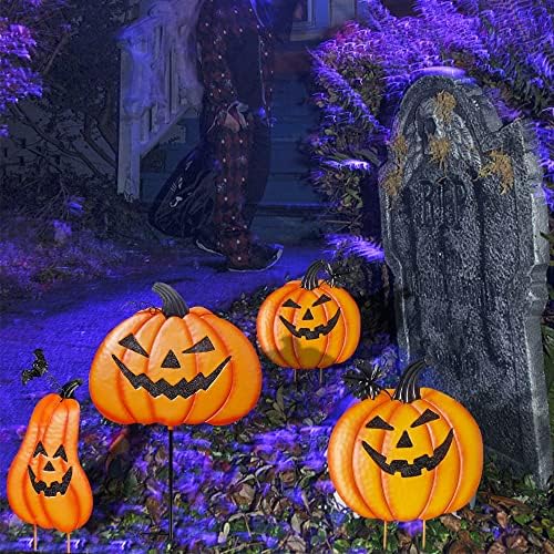2 Pack Halloween Yard Decoration Stakes, Trick or Treat Happy Halloween Yard Signs for Halloween Outdoor Decor