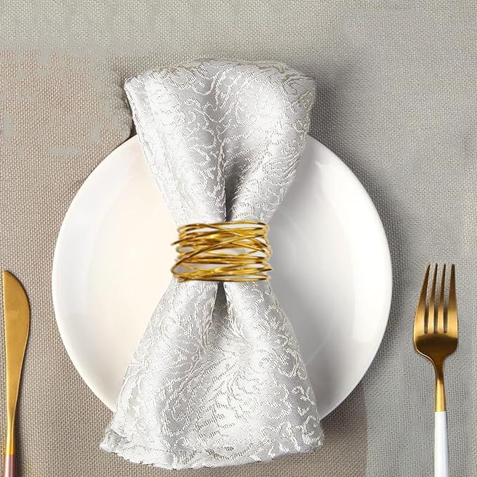 Gold Napkin Rings - 24 PCS Metal Napkin Rings(Twisted Wire) | Napkin Holders Buckles for Family Dinner, Wedding