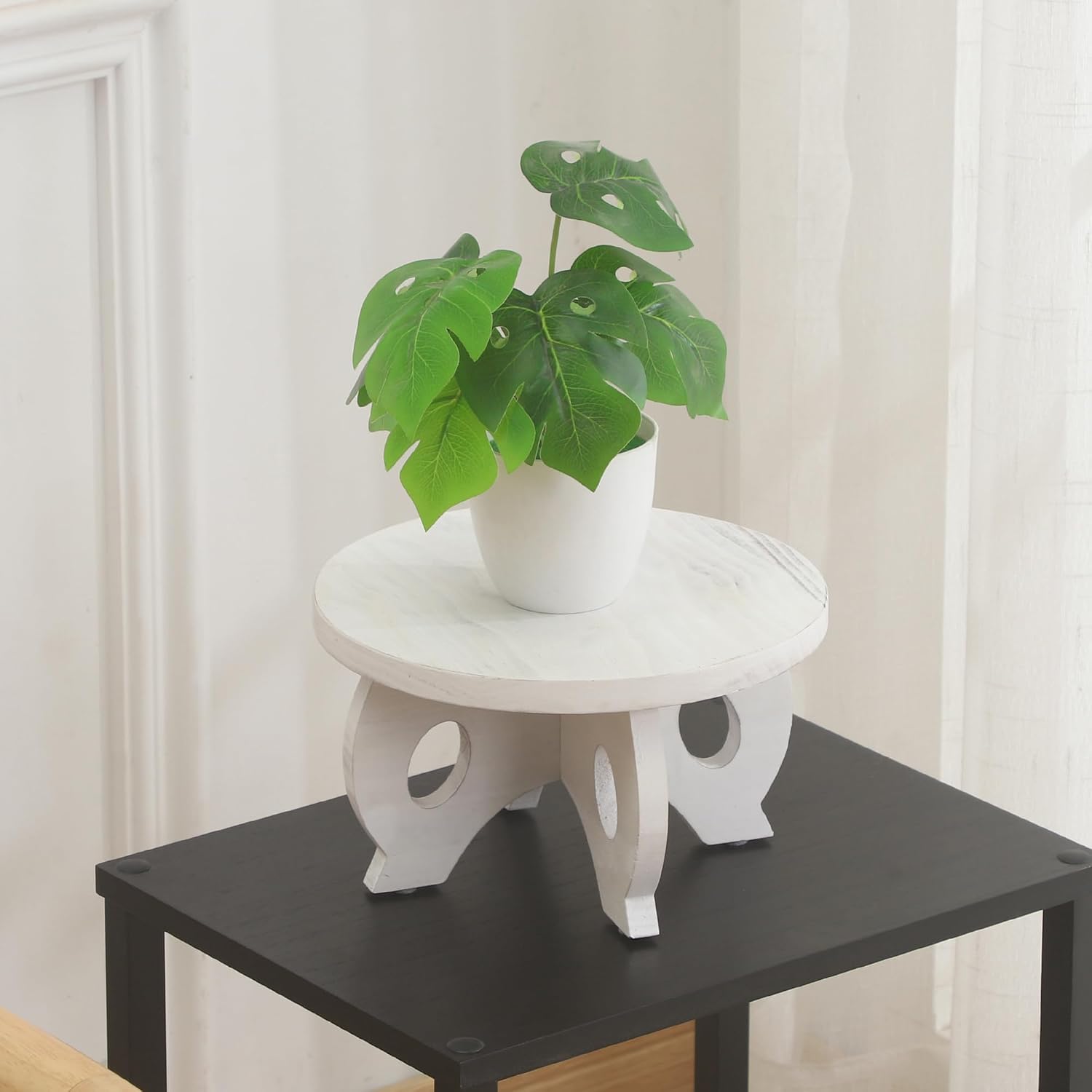 Small Plant Stand Kitchen Display Stand 10 inch Plant Holder Plant Stool Round Stand Risers Farmhouse Rustic Balcony