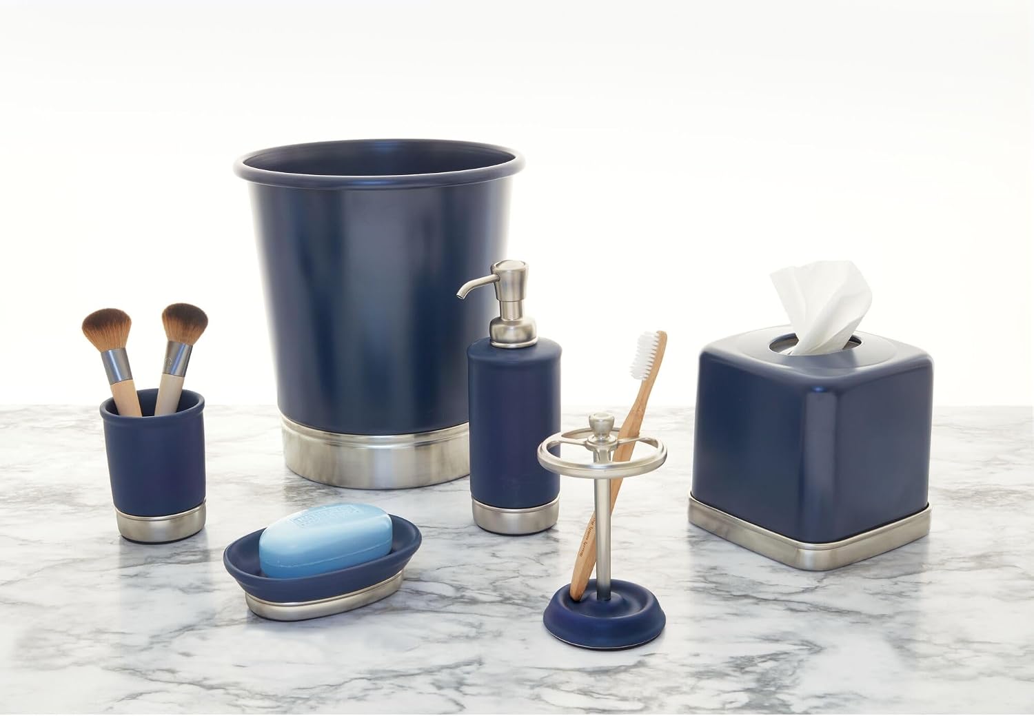 Ceramic and Steel Bar Holder / Soap Dish / Navy