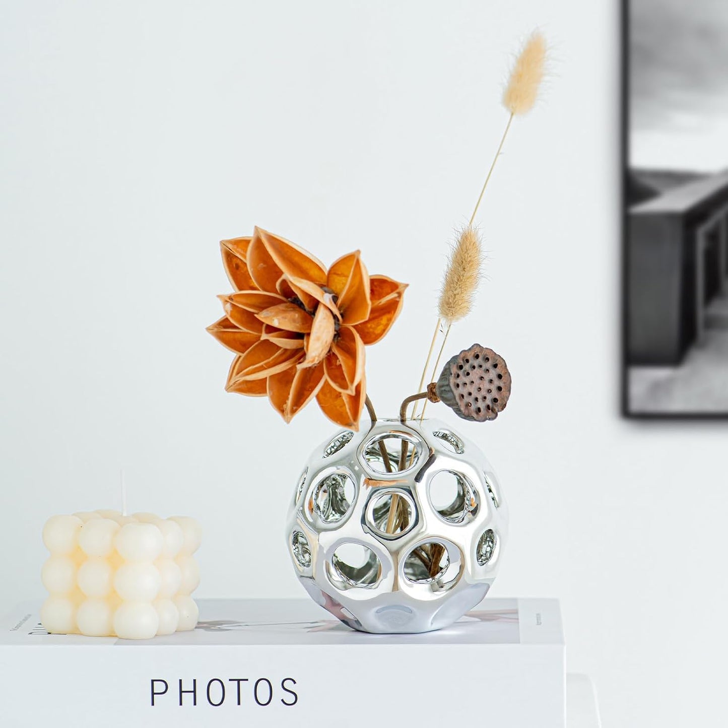 Modern Geometric Balls Centerpieces / Silver