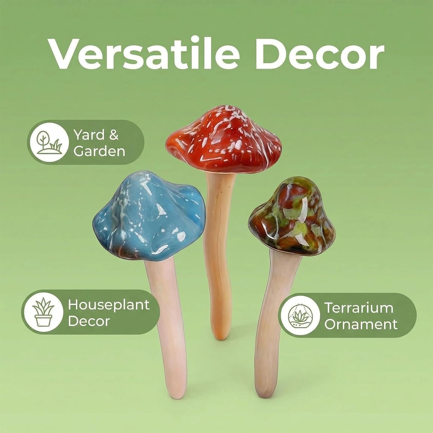 Indoor Plant / Ceramic Garden Mushrooms / Set of 10