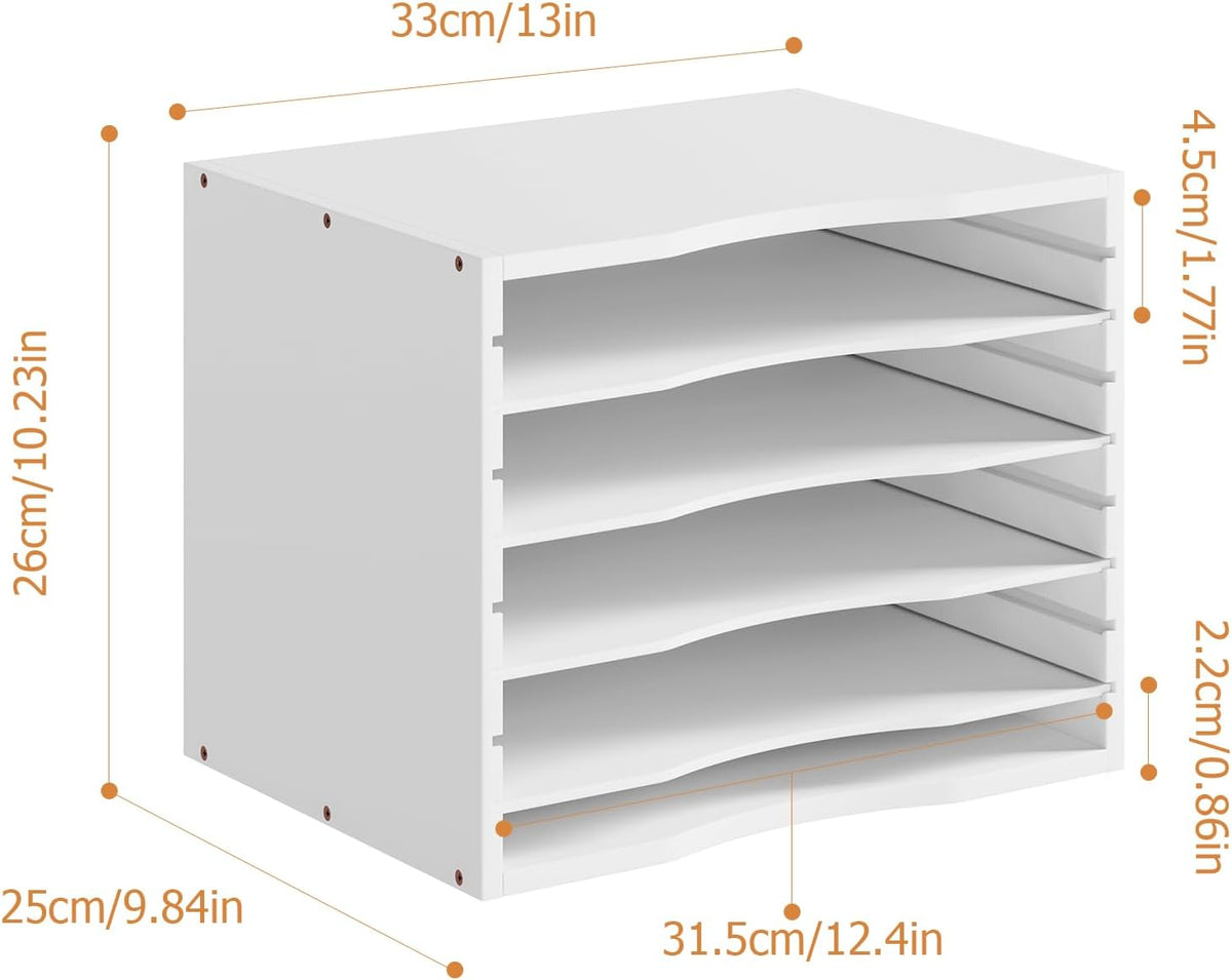 Bamjoy Bamboo 5 Tier Desktop Organizer, Paper Organizer Mail Sorter, File Holder Letter Document Storage with