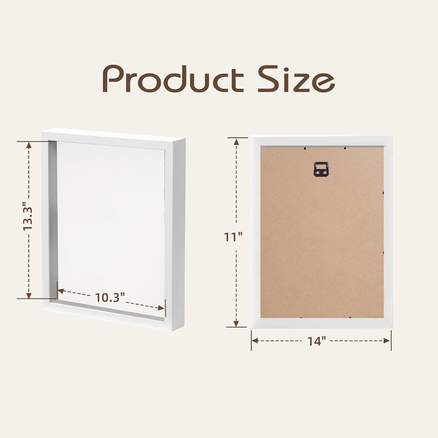 QDSSDECO 11" x 14" Shadow Box Display Case, Linen Back, 2 Pack White | Deep interior, real glass front, wall or