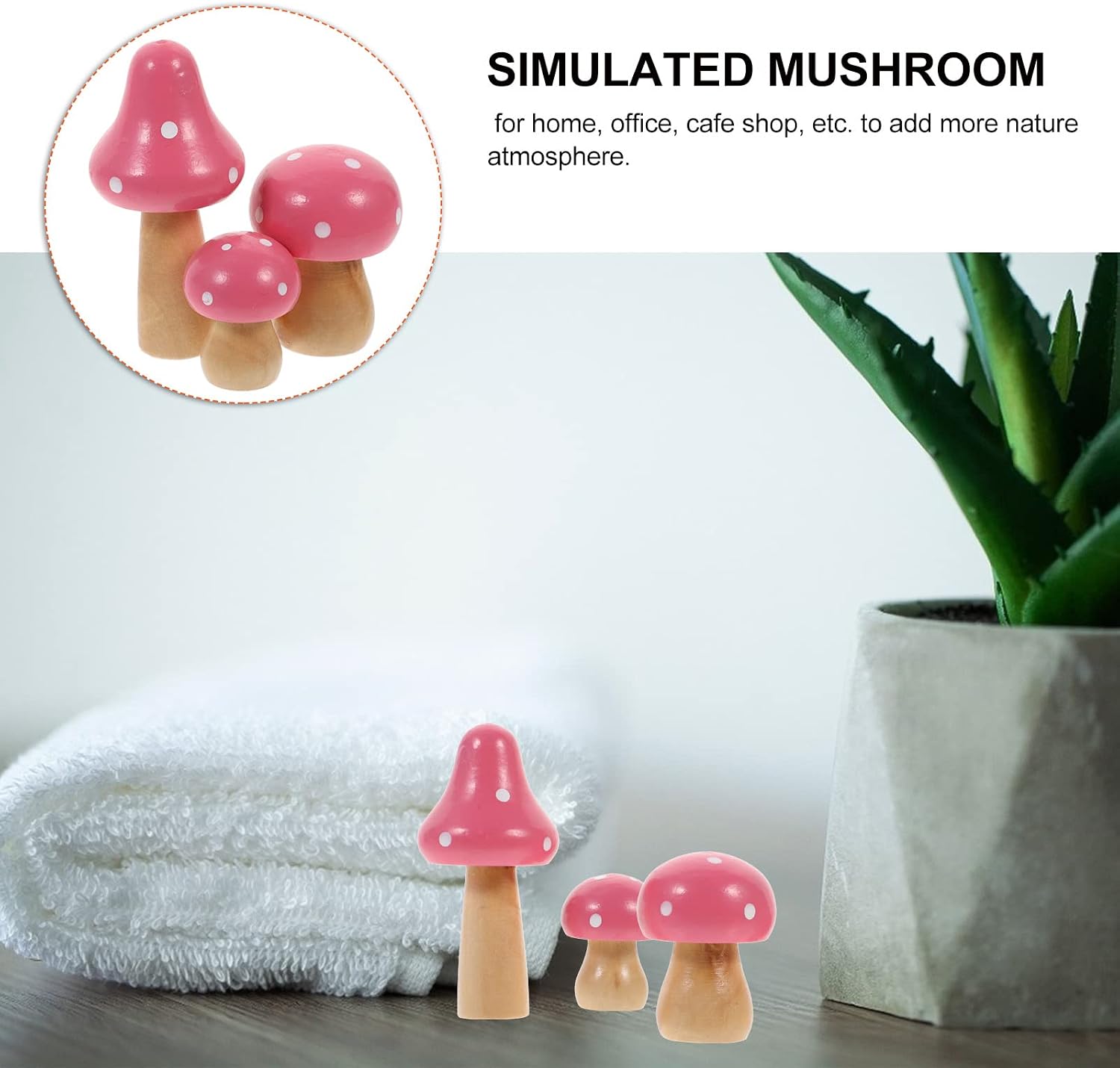 Mushroom Miniature Figurines Mini Wooden Mushrooms Fairy Garden Accessories Flower Pots / Set of 3