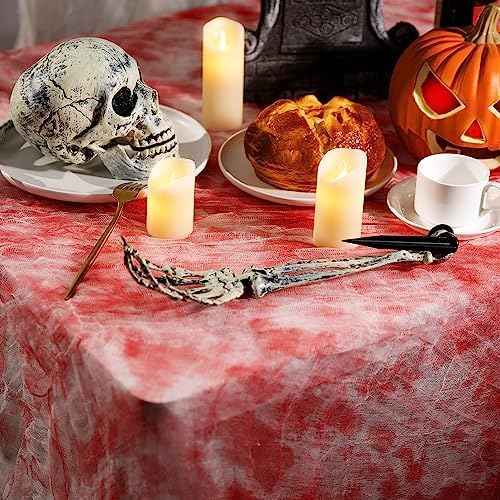 400" x 85" Halloween Creepy Cloth - Large Size Spooky Fabric - Scary Gauze Blood Creepy Cloth for Haunted House Party Yard Wall Doorway Decoration (red)