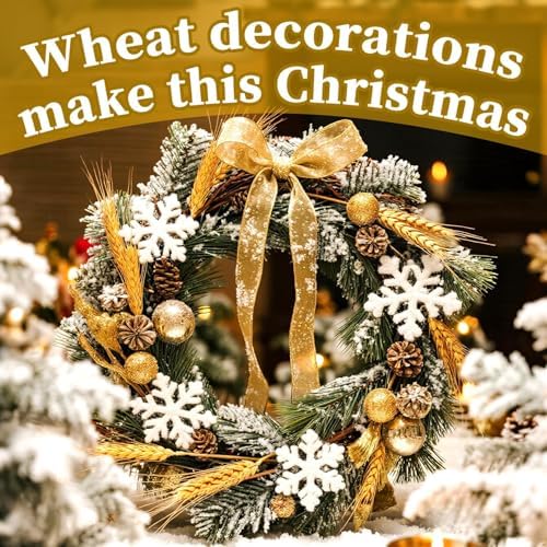 Sukh 50 Stems Dried Wheat Stalks - Golden Wheat Straw for Vases 13.3 in