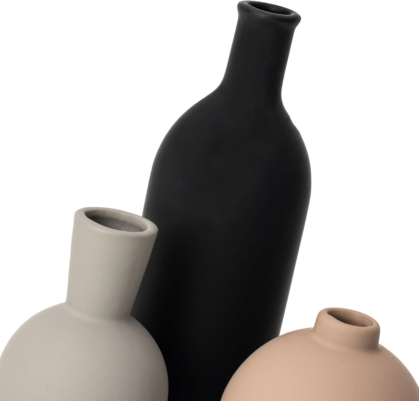Ceramic Vase / Black Mix Set - Gray / Set of 3