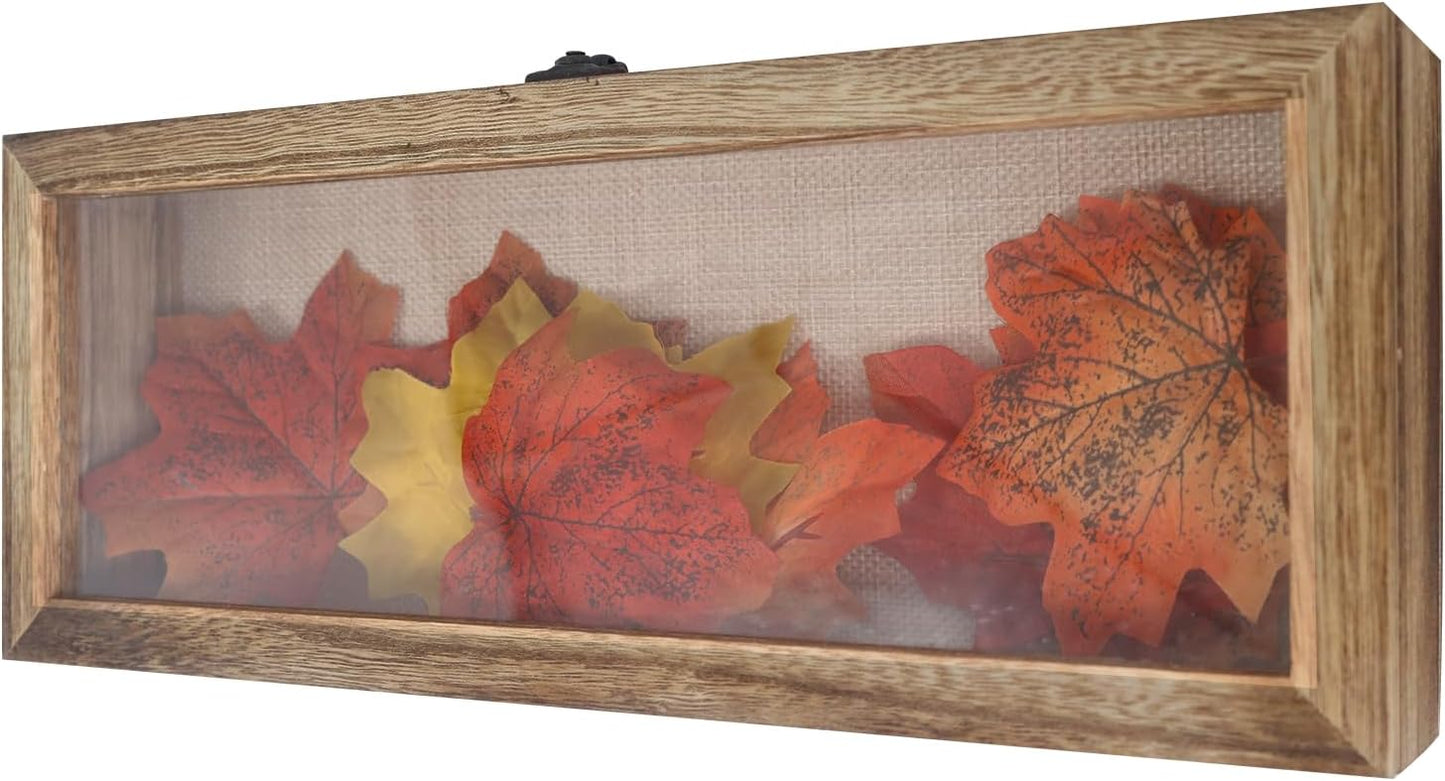 5x12.5 Shadow Box Frame in Carbonized Color with Linen Back | Shadow Box Frame with Paulownia Wood and Real Glass