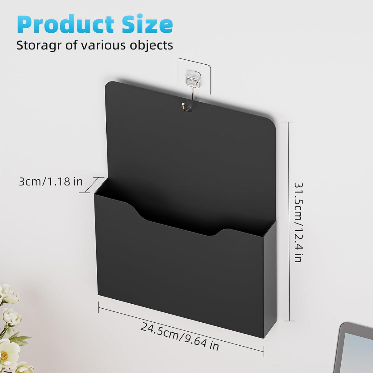 Marbrasse Magnetic File Holder - Magnetic Paper Holder, Pocket Organizer Office Supplies Storage Mail Organizer for