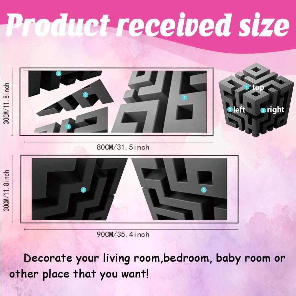 Wall Stickers Optical Illusion Decals Removable Matte PVC Geometric Art / 3D Cube / Set of 2