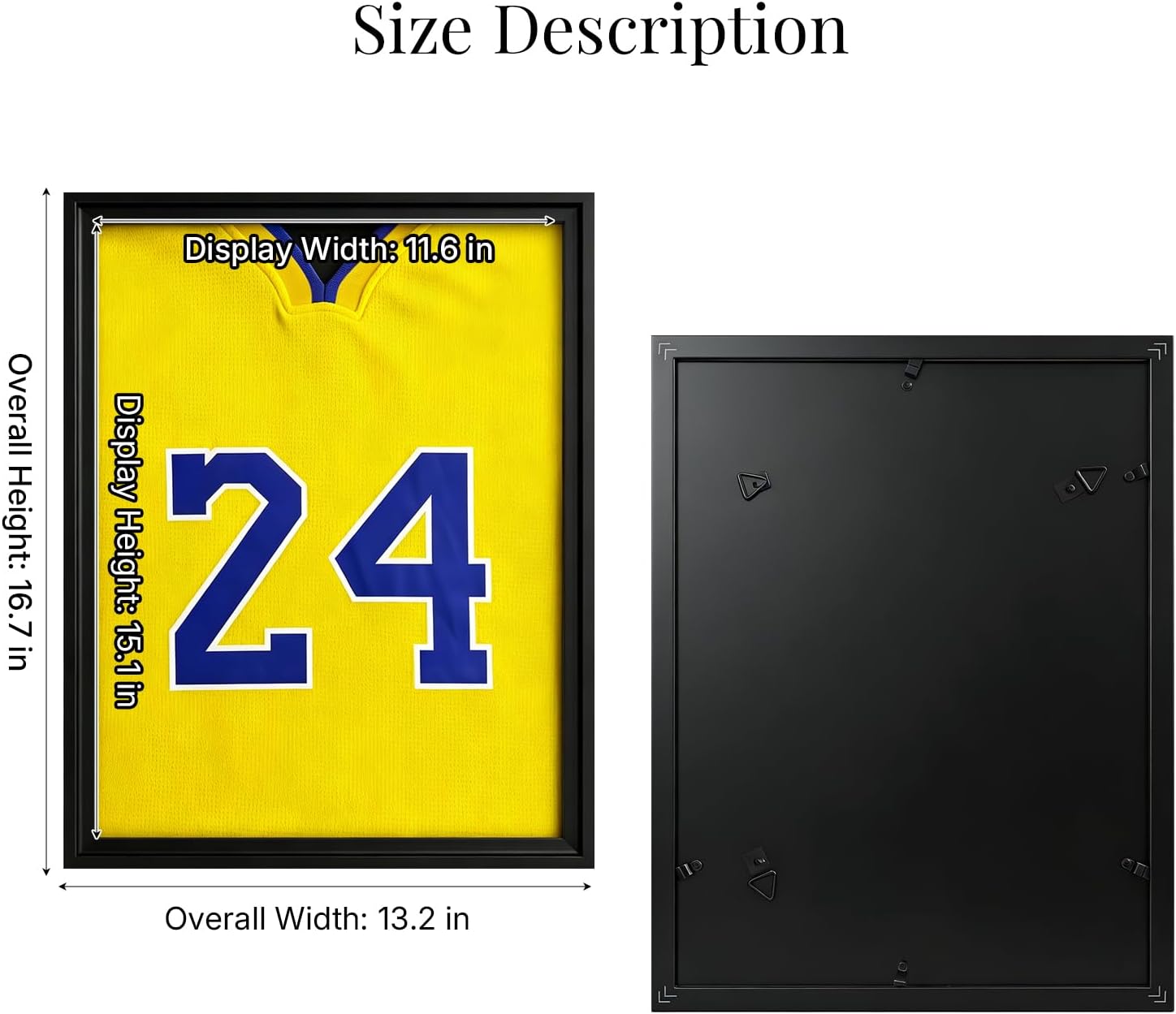 2 Pack Jersey Frame Display Case, Pine Wood Jersey Shadow Box | Solid Pine Wood Frame, 2-Pack Value, For Hockey Soccer
