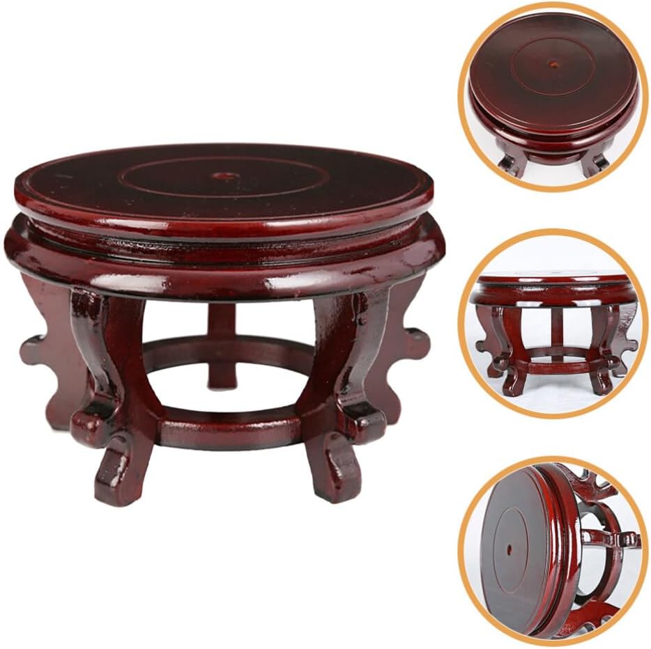 Wooden Plant Stand Indoor Flower Pot Holder Oriental Display Base / 0.77 Pounds / 6.3 Inch