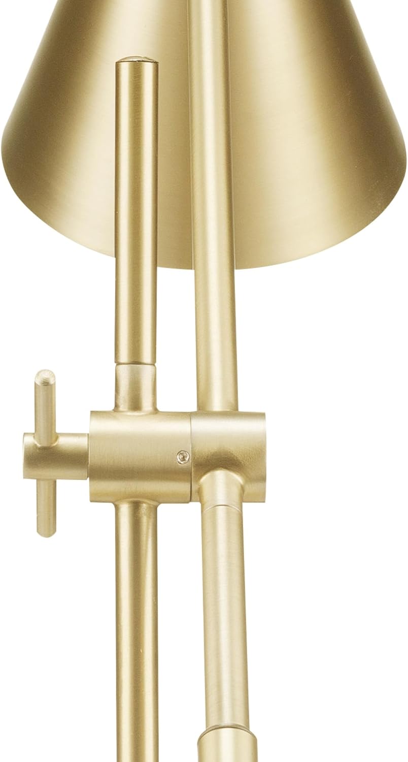 Globe Electric x Novogratz 52887 18" Desk Lamp, Matte Brass Finish, Adjustable Height, Balance Arm, Rotary Switch on
