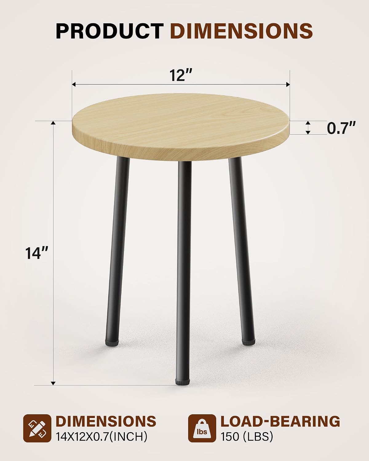 Plant Stand Indoor 2 Pack: Plant Table 14'' Wooden & Metel Plants Stool | Mid Century Modern Design for Bedroom/Living