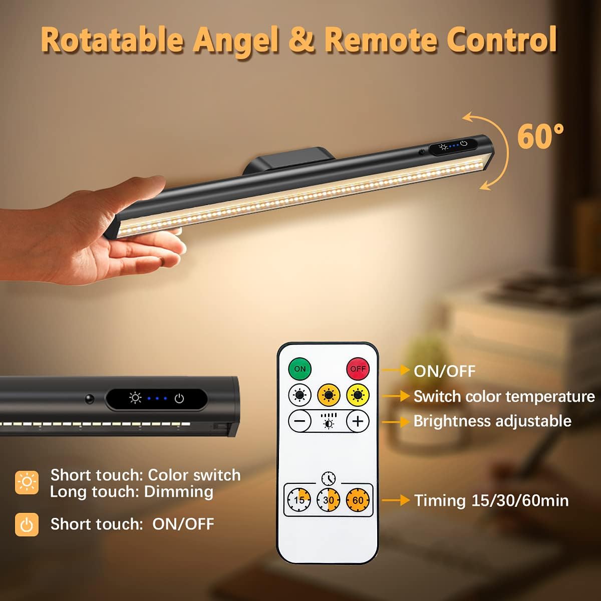 Rechargeable Magnetic LED Light Bar, 4000mAh Wireless Closet Light | Under Cabinet Lighting, Battery Powered Operated