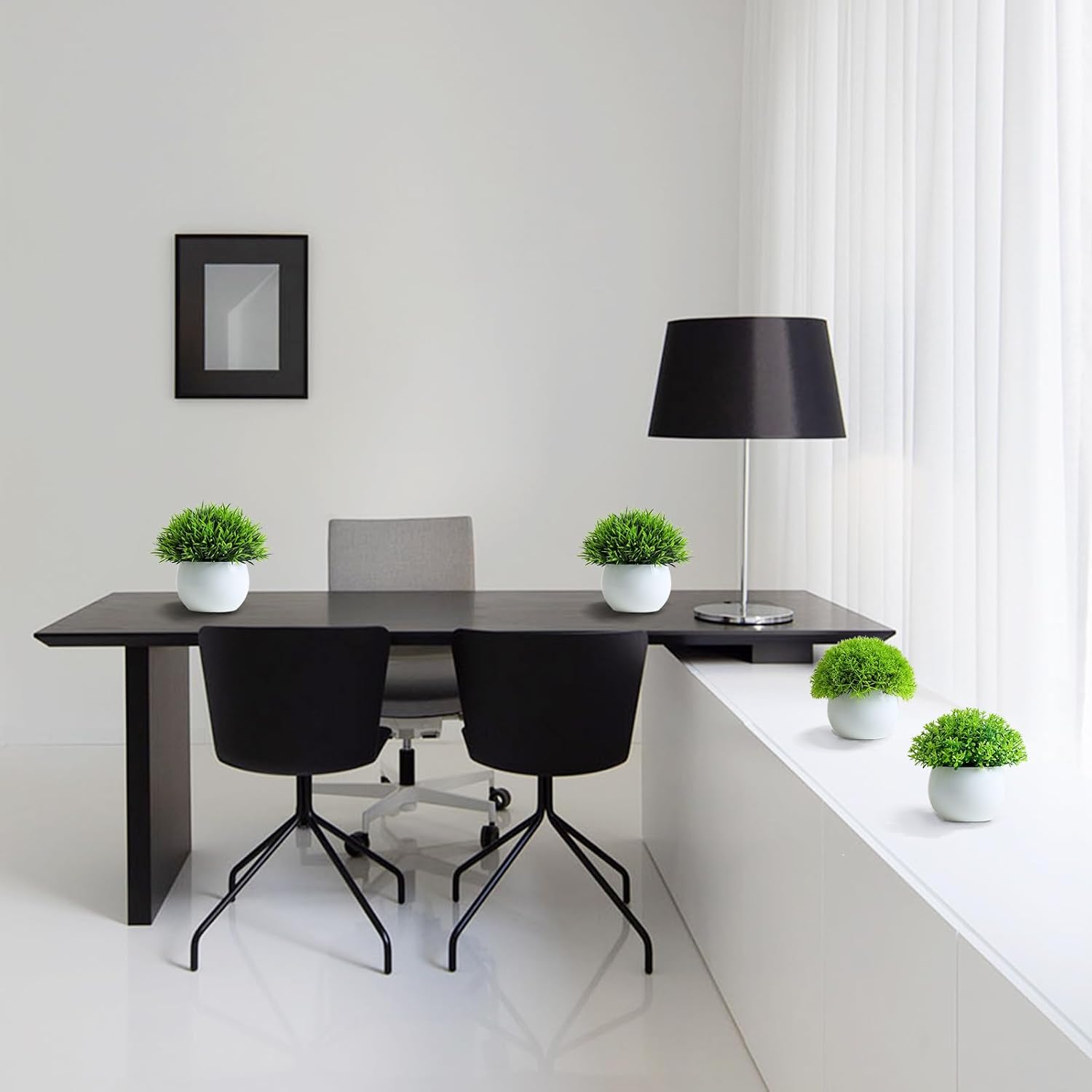 Fake Plants 4 Packs Artificial Potted Plants Faux Greenery Small Fake Shelf or Desk Greenery