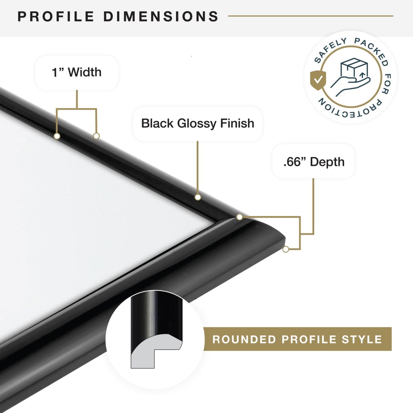 MCS Trendsetter Poster Frame, 16x24, Black High-Gloss, 2-Pack | Trendsetter Poster Frame For Photos & Art Prints, Hangs