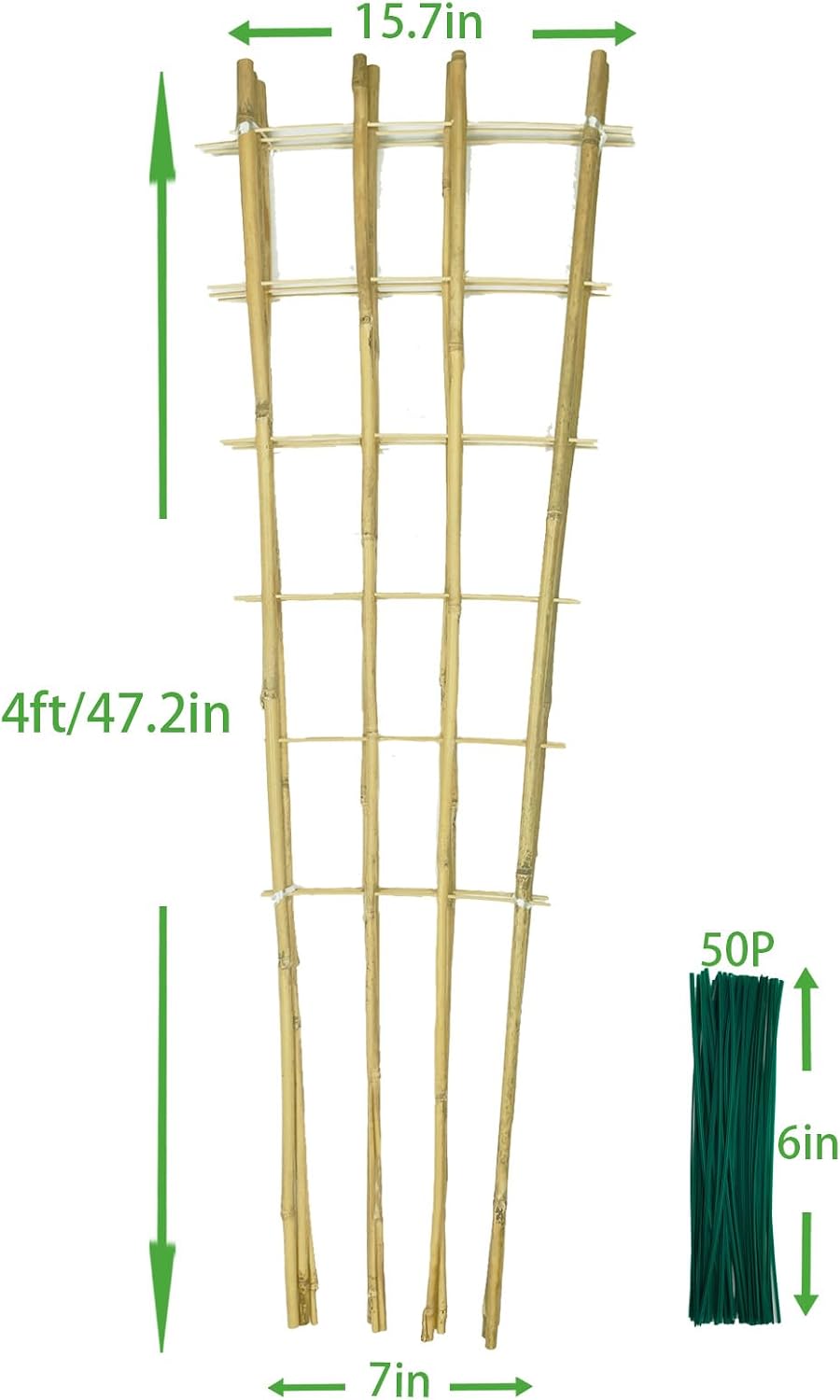 Natural Bamboo Trellis, 4Feet,3Pack,Fan-Shaped Plant Support Trellis for Outdoor and Indoor Potted Climbing