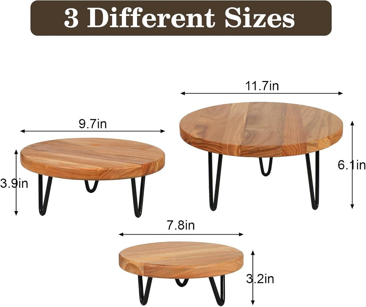 3 Pcs Buffet Risers, Wood Round Food Riser Dessert Table Display Stand Set for Party Wood Cupcake Stands Nesting Table
