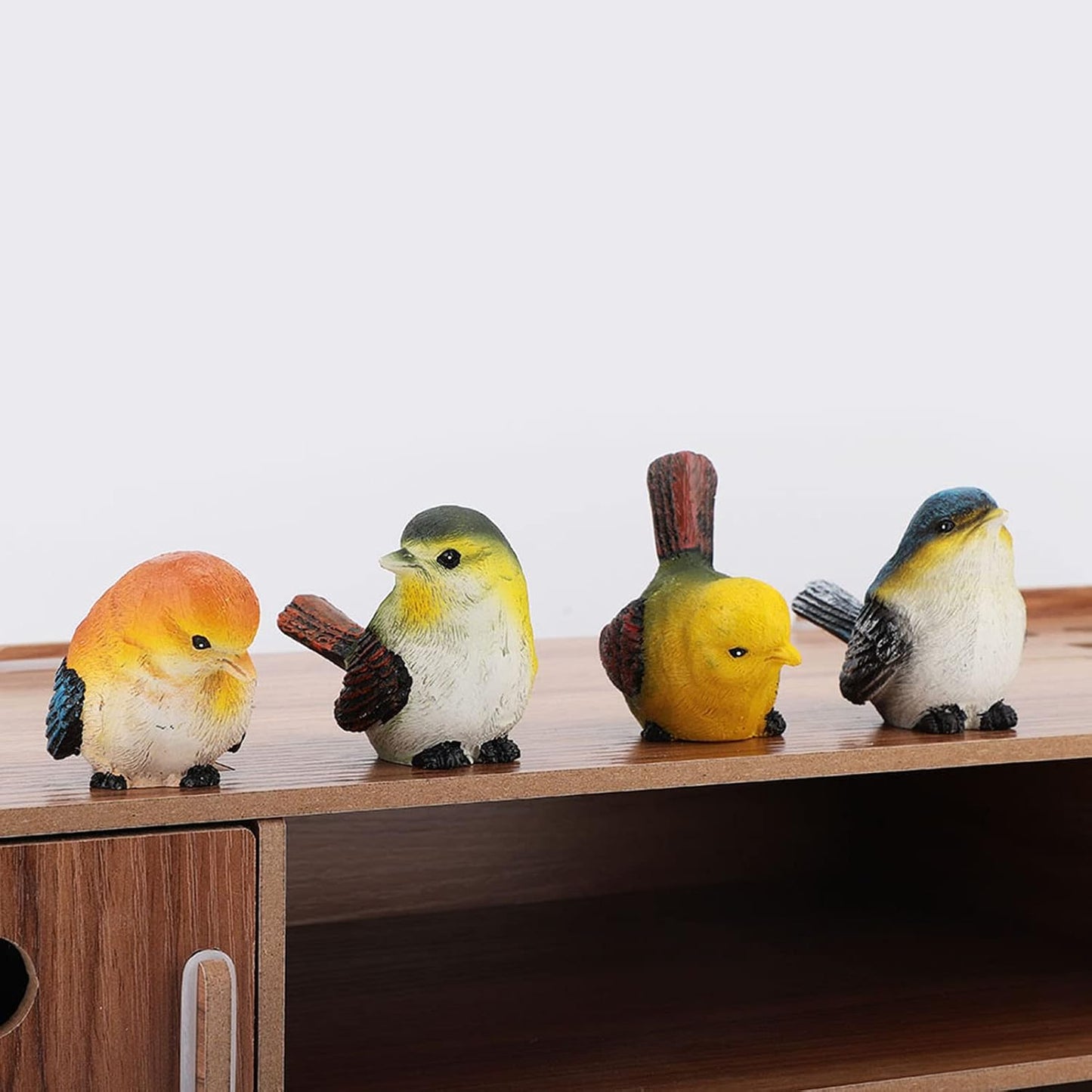 Bird Figurine / Resin Birds Statue Decorative Animal Garden Ornament / Set of 4