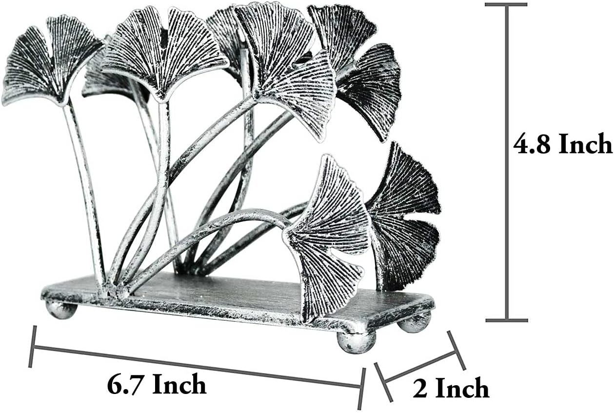 Modern Ginkgo Leaves Design Napkin Holder / Silver