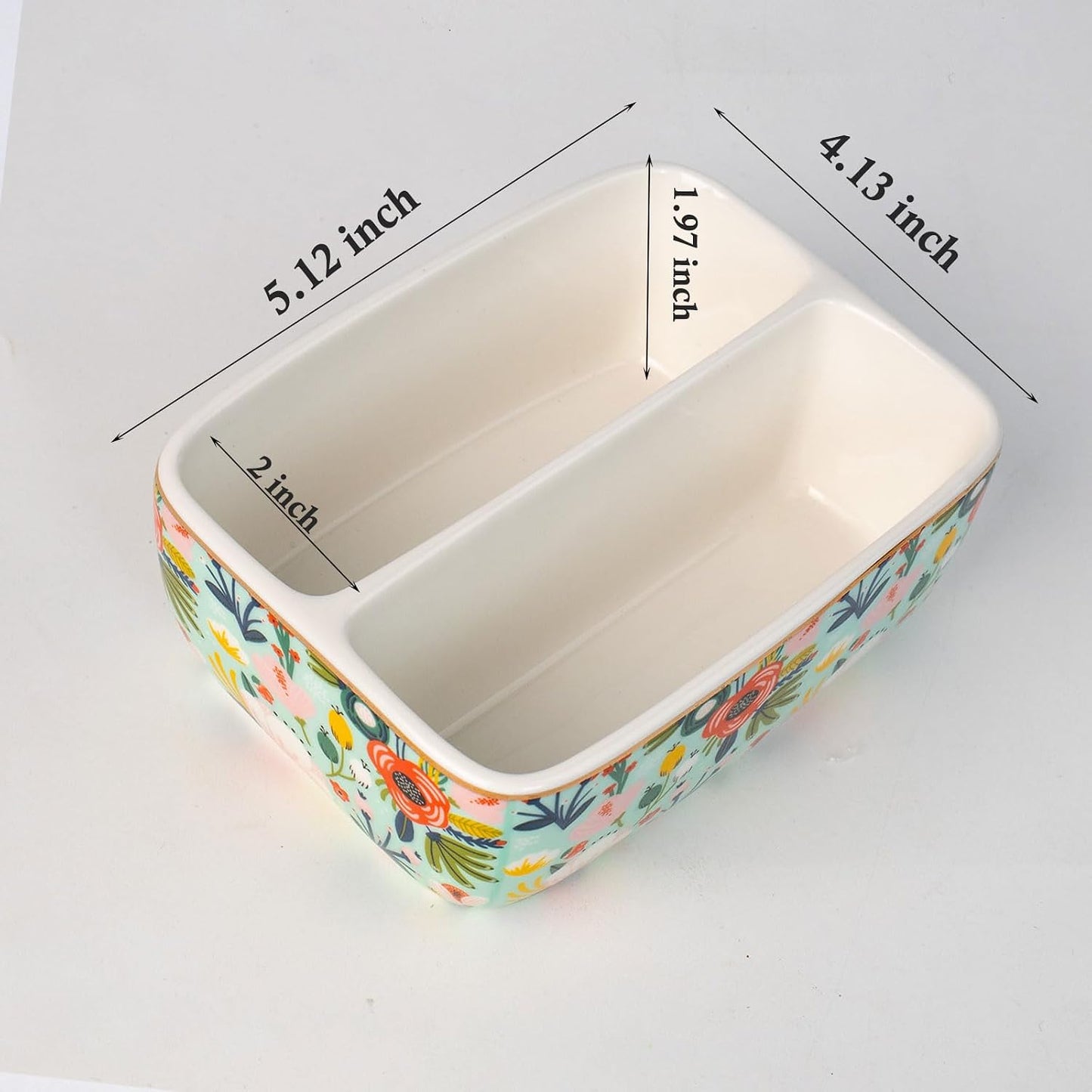 2 Compartments Ceramic Sponge Holder / Mint Green