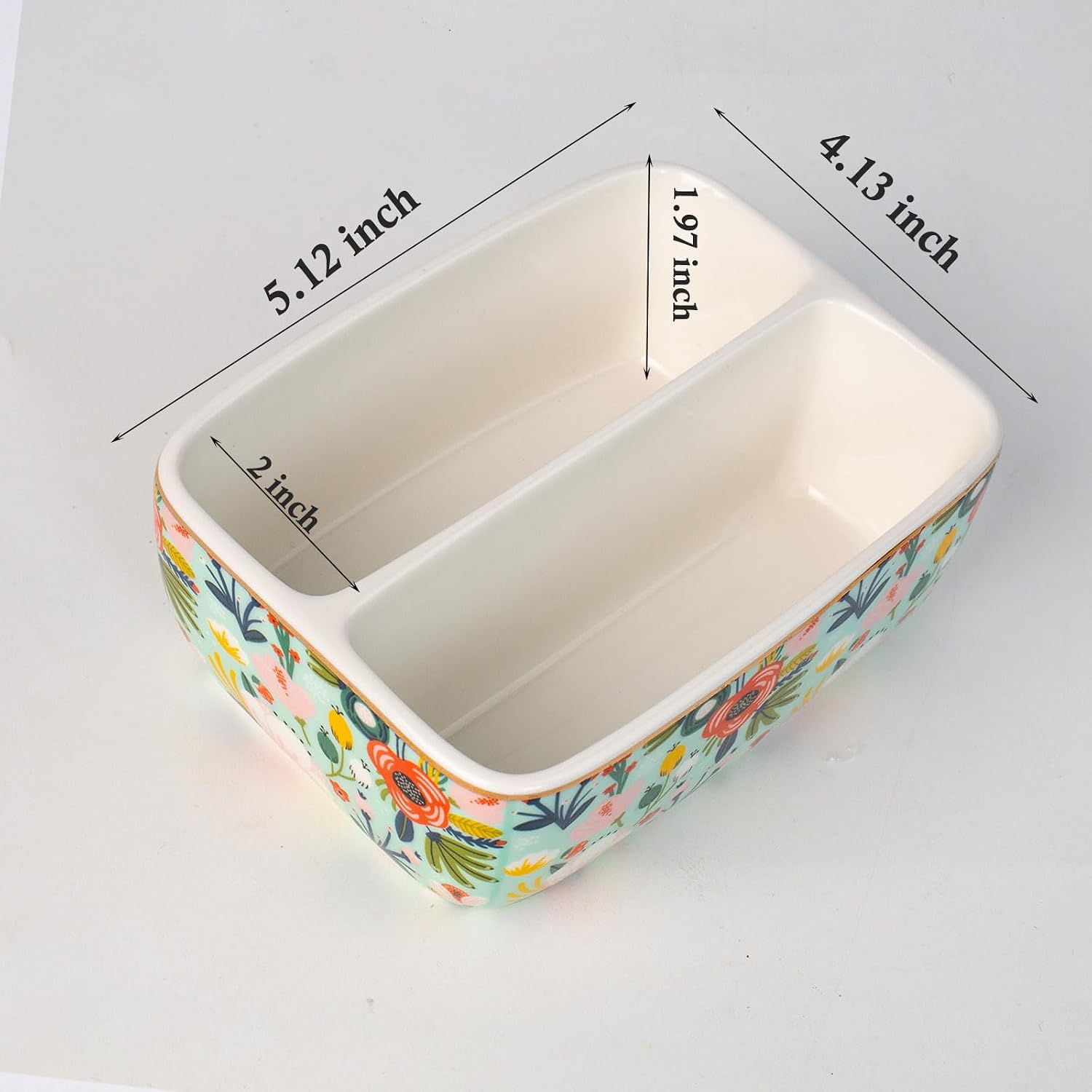 2 Compartments Ceramic Sponge Holder / Mint Green