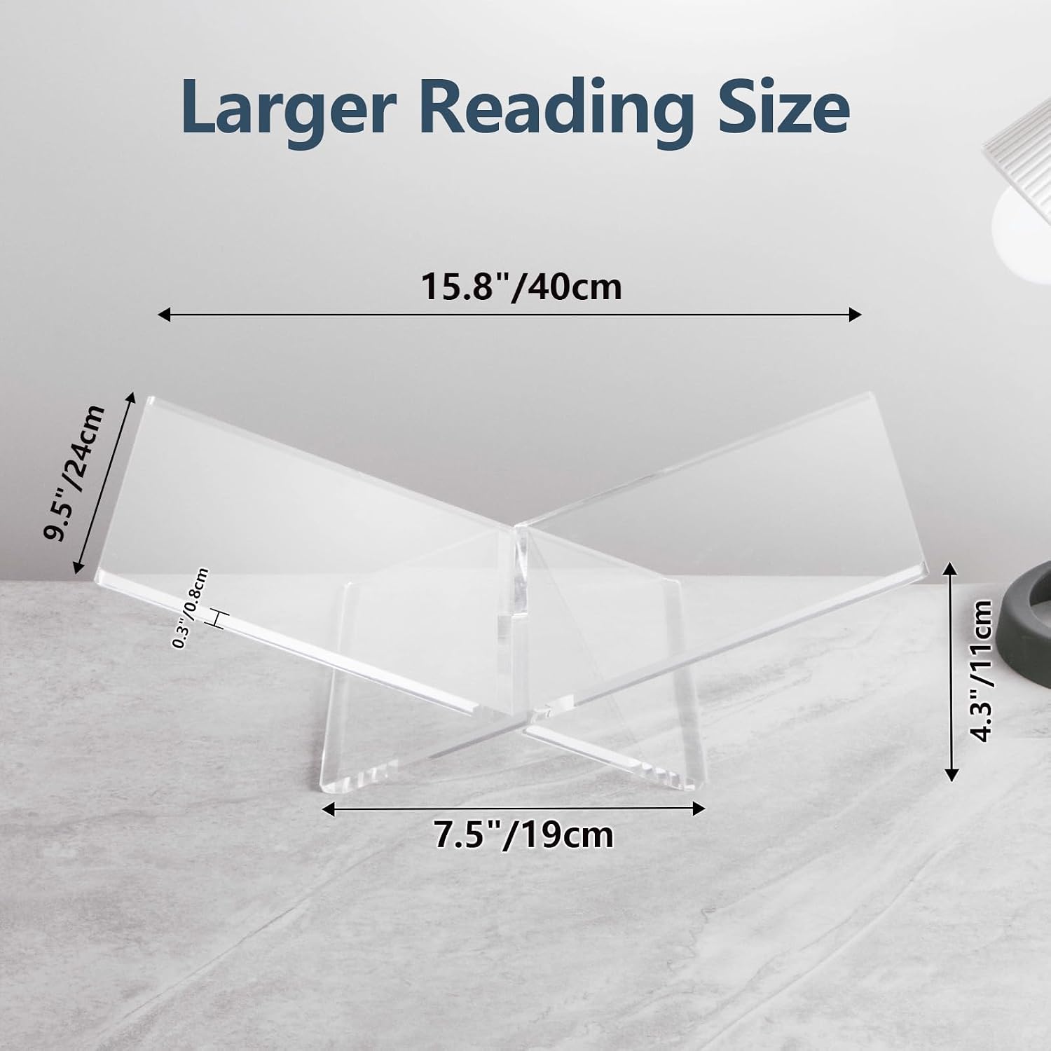 Acrylic Book Stands for Display / Clear / 15.8 x 9.5 x 4.3