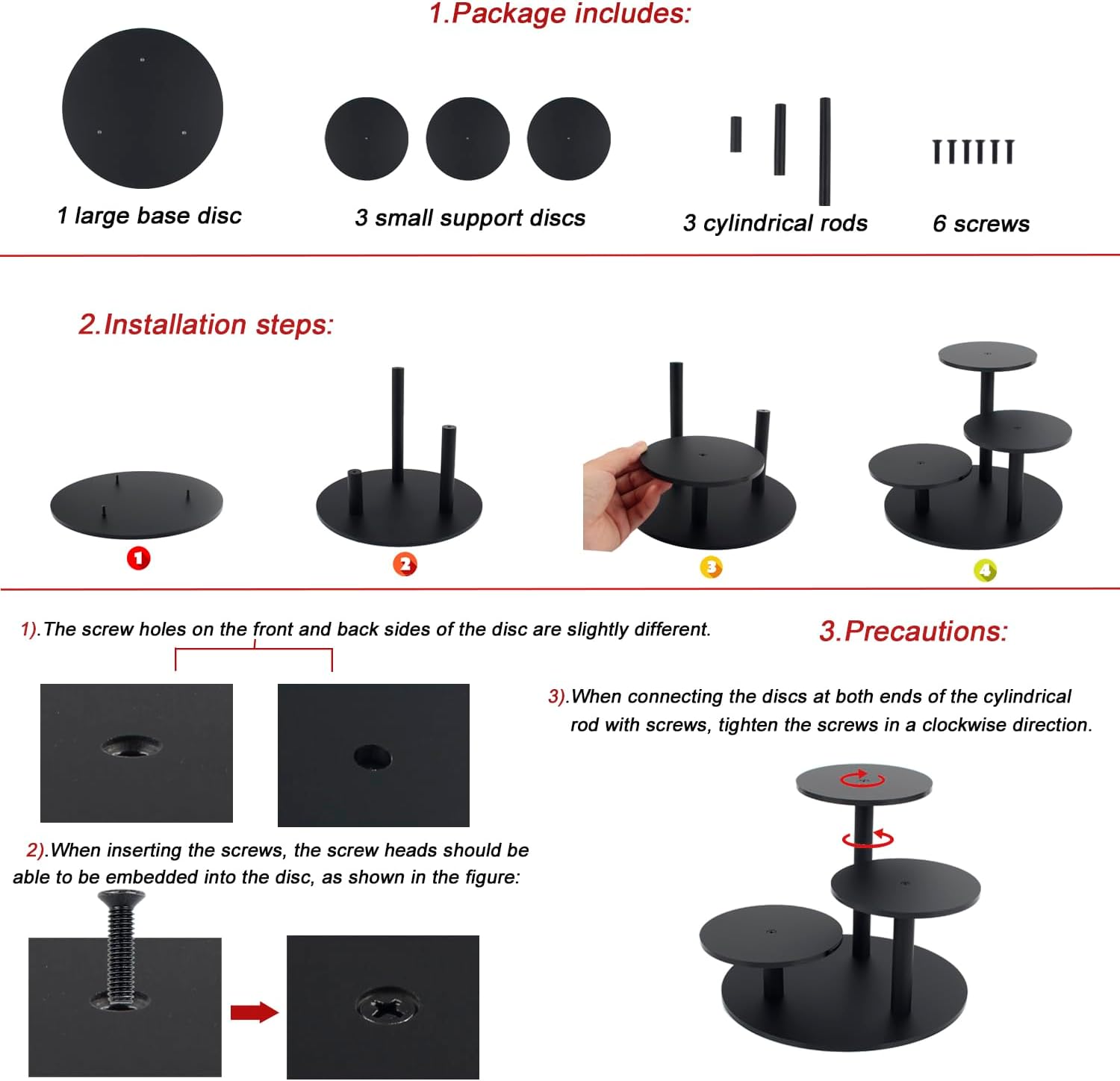 Frosted Acrylic Table Display Stand for Figure Small Display Risers for Succulent Plants 3 / Black