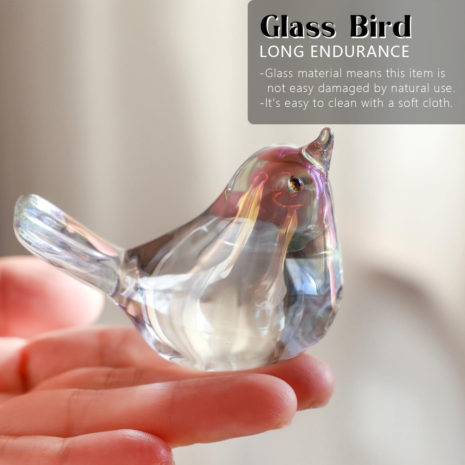 Glass Birds Figurines Handmade Blown Glass Bird Figurine Crystal Glass / Ab Coating / Set of 2