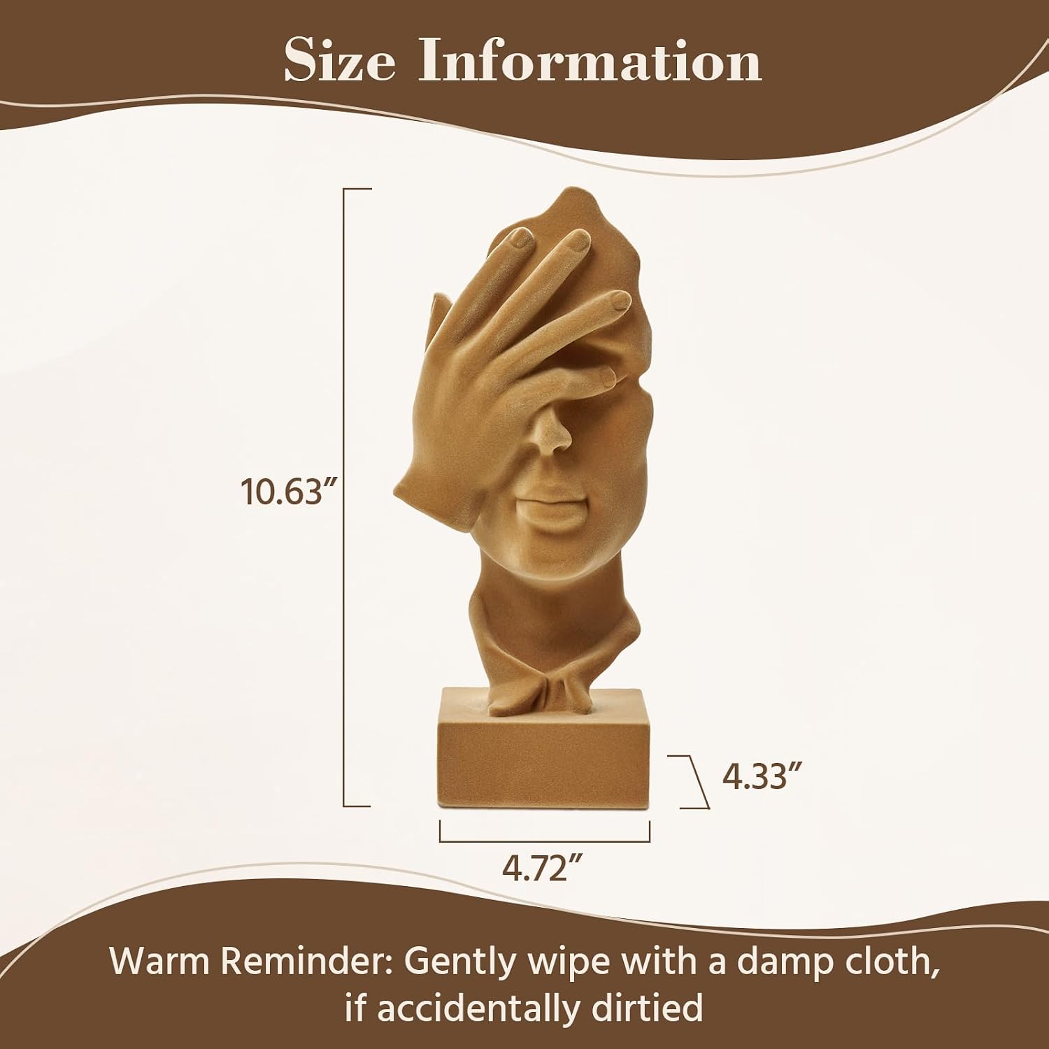 See No Evil Sculpture Modern Abstract Figurine for Desk / Nosee-brown
