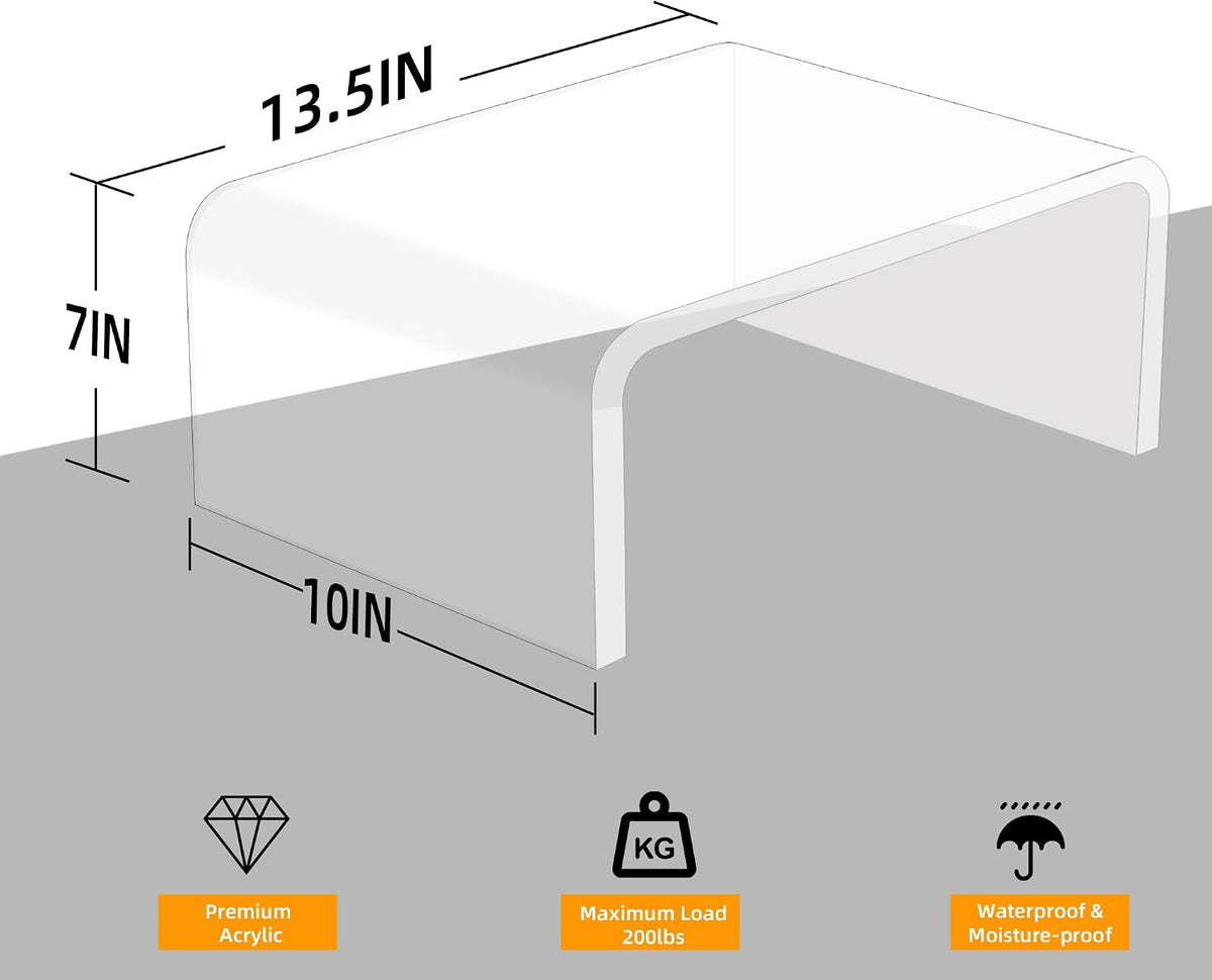 10mm Thick Heavy Duty Acrylic Shower Stool, 200 lbs Capacity 13.5 Inch | Setp Stool, Display Riser, Footstool, Shower