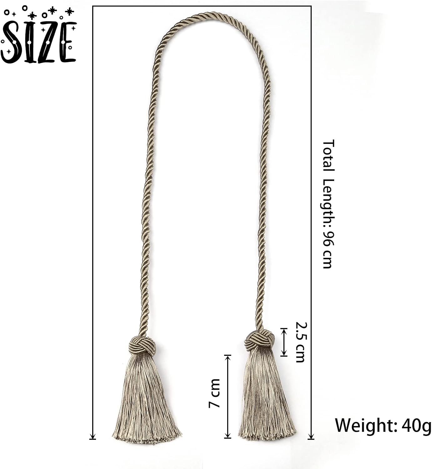 BEL AVENIR 6 Pack Handmade Rope Tassel Curtain Tiebacks | Decorative Curtain Holdbacks with Tassel (Flaxen, 6 Pack)