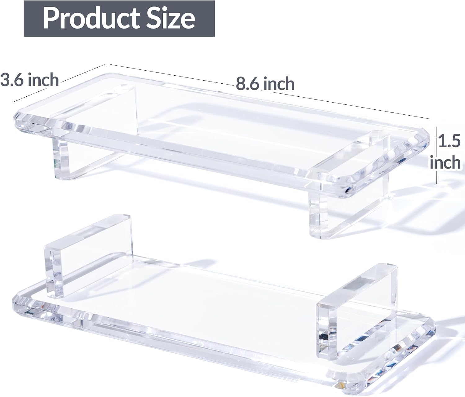 Acrylic Bathroom Counter Tray / 8.6 x 3.6 x 1.5 / Small