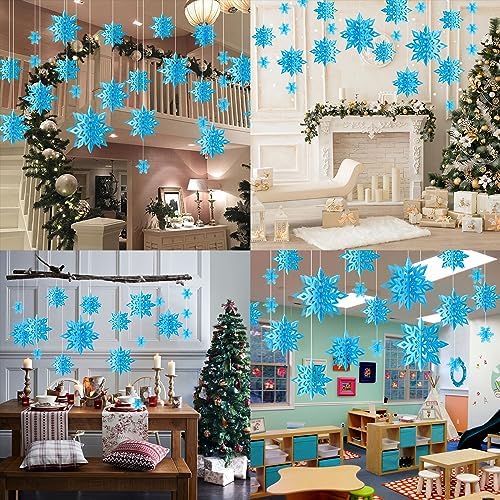 24PCS Hanging Snowflake Decorations Winter Wonderland Party Supplies