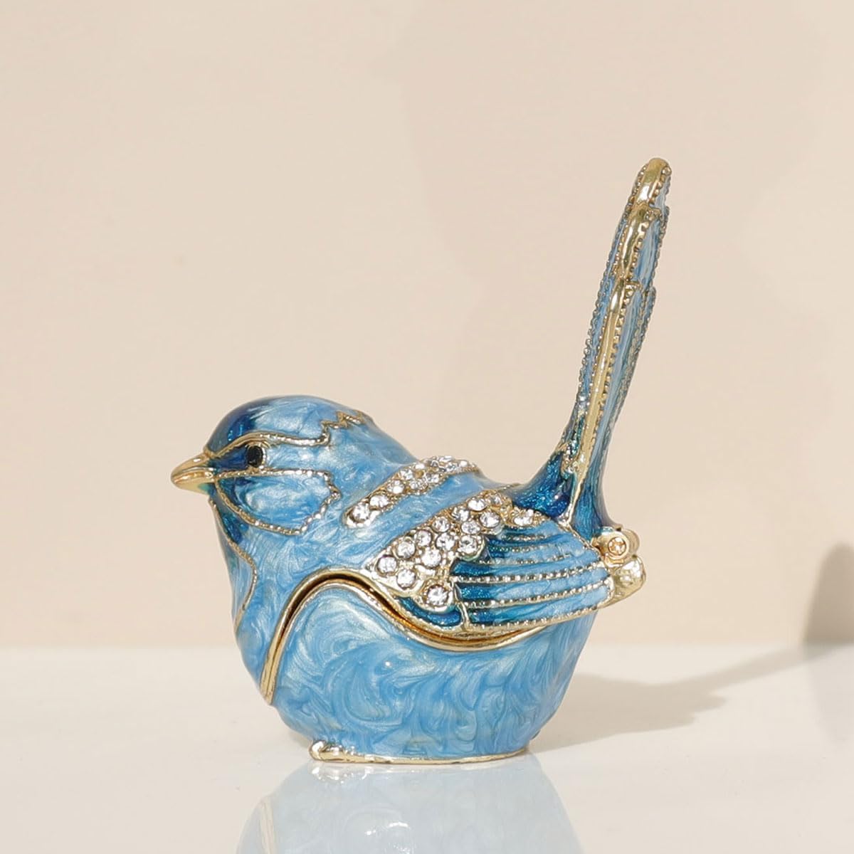 Adorned Mini Jewelry Organizer for Rings & / Trinket Box-b / Blue